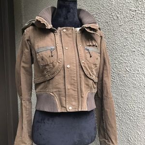 Brown Cropped Utility Jacket